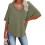 Γυναικεία oversized μπλουζάκια QLEICOM με V-Neck, χαλαρά casual τοπ, στρατιωτικό πράσινο, 6