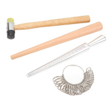 5-teiliges Ringgrößenset: 28,4 cm Ringdorn, 26 cm Gummihammer