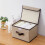 Fabric Storage Box with Lid, Beige, 1 Pack 5