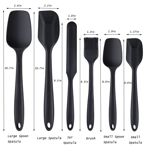 6-Piece Black Food-Grade Silicone Spatula Set 1