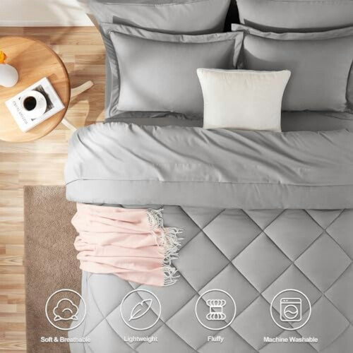 Σετ παπλωμάτων Queen Light Grey 7 τεμαχίων 1