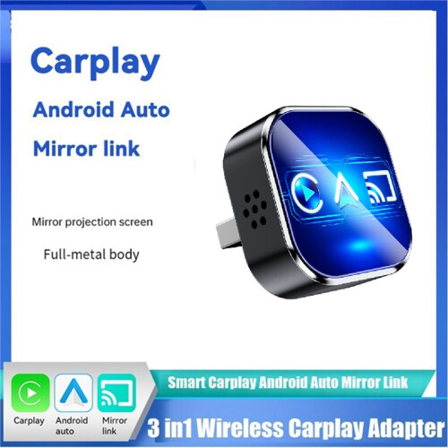3in1 Wireless Carplay Mirror Link Adapter Carplay Android Auto USB Dongle Adapter Wired Carplay to Wireless Carplay 1
