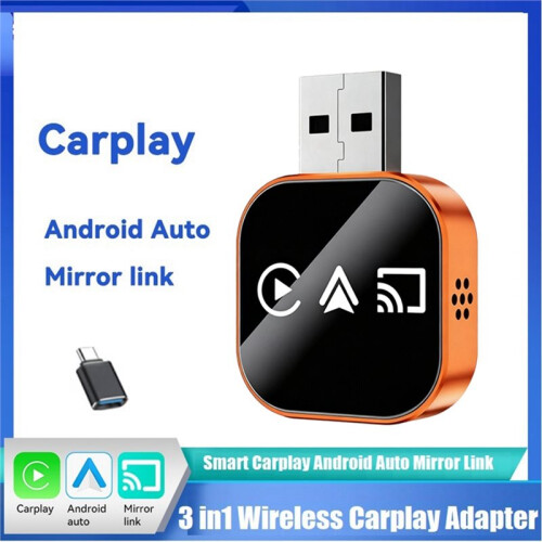 Wireless Carplay 3 In1  Mirror Link Carplay Android Auto USB Dongle Adapter Wired Carplay to Wireless Plug 1
