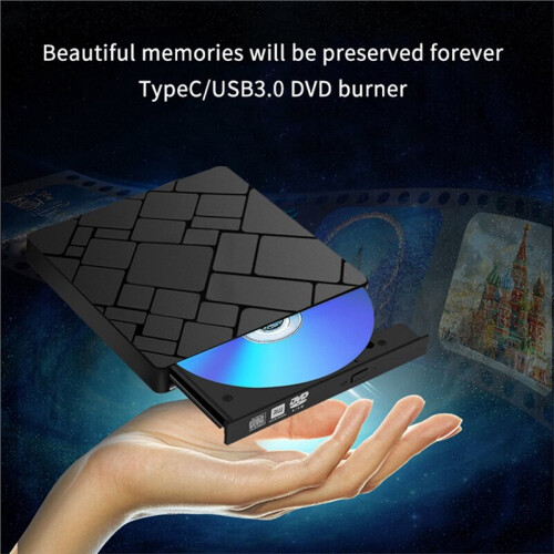 Type-C + USB 3.0 External Drive - 24X High-Speed, Multi-Function CD/DVD Burner Writer Adapter 2