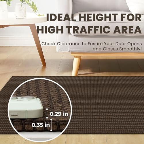 Πλεγμένο χαλί 2x6ft, πλενόμενο, αντιολισθητικό, βαμβακερό, εσωτερικό χαλί για 1