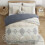 Set copripiumino singolo in stile boho, in microfibra beige e grigia, 2 pezzi con cerniera e lacci, 68"x90", morbido e resistente. 5