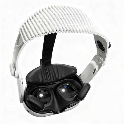 For Quest 3S Soft Rubber  Strap+Open Support Face Mask,Quick Release VR  Strap for Meta Quest 3 Accessory White 1