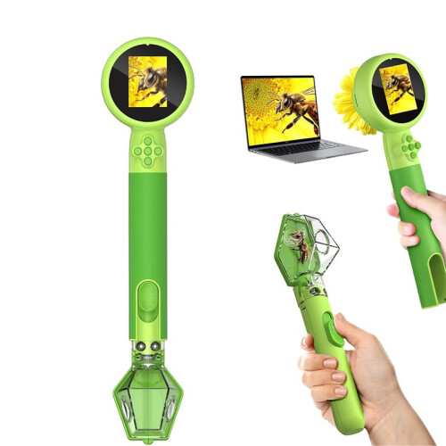 Kids Microscope with Bug Catcher Kit,1080P Digital  Handheld Microscope STEM Science Toy with LED Light Green 1