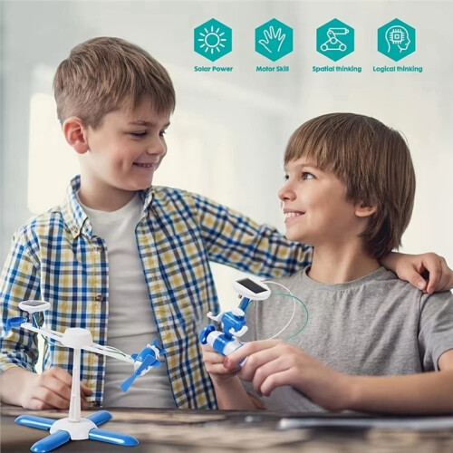 6-in-1 Solar Science Set Educational DIY Robot Kit Light Powered Toys, Multiple Assembly Shapes