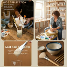 17-Piece Pottery Glaze & Ceramic Painting Brush Set, Wooden Brushes for Pottery Glazing, Clay Art, Watercolor Painting