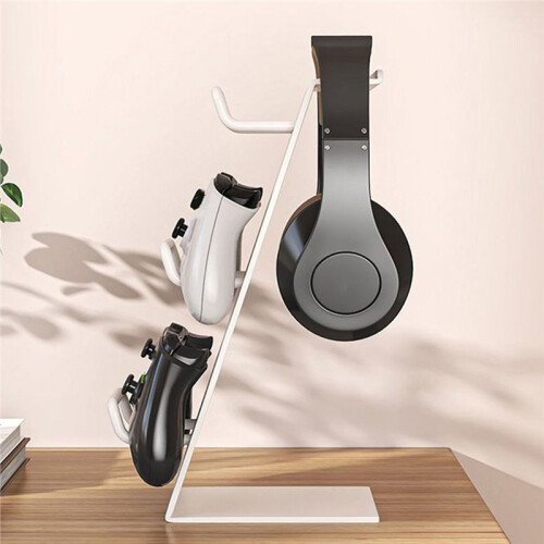 3-Layer Universal Gaming Gear Storage Stand • Multi-Functional Controller & Headphone Organizer Rack A 2