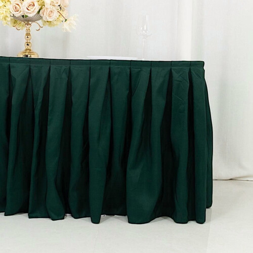 Jupe de table de banquet BalsaCircle 4,27 m x 74 cm en polyester vert chasseur 2