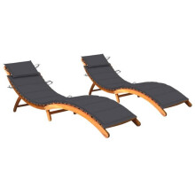 Transat - HELLOSHOP26 - Lote de 2 - Madera de acacia - Plegable - Cómodo con cojines