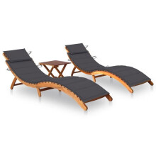 Transat - Acacia - Set de 2 tumbonas - Plegables - Resistente a la intemperie - Con mesa y cojines