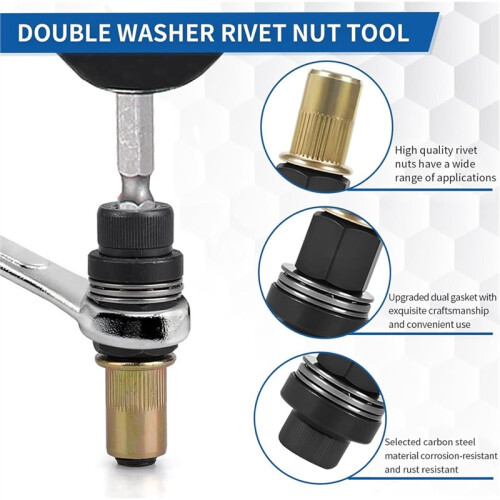 Set di 6 Pinze per Rivetti, Dadi A Pressione, Pinze per Rivetti, Set di Rivetti per M3-M10 con 60 Pezzi di Dadi 2