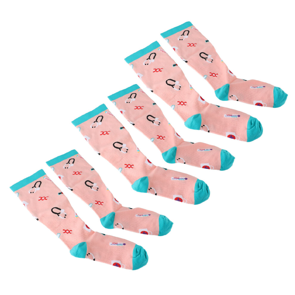 3 Pairs Plus Size Wide Calf Compression Socks, Knee High, Nylon
