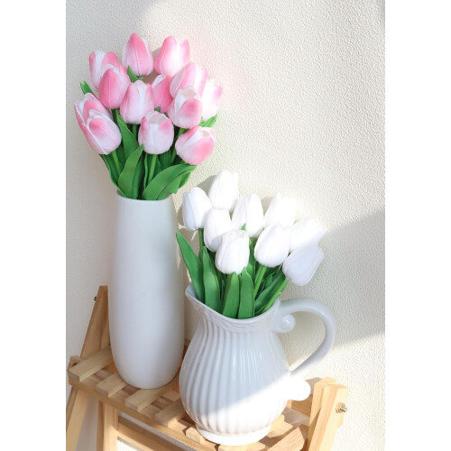 10pcs Pink Artificial Tulip Flowers, Real Touch, 34cm 1