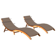 Lote de 2 tumbonas chaise longue bañador sol sofá de jardín mueble de exterior con cojines madera de acacia suelo