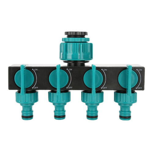 4-Way Water Splitter for Garden Hose, ABS Plastic 1