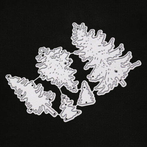 FRCOLOR Christmas Tree Die Artificial Cuts for Card Making Xmas Trees Silver 2
