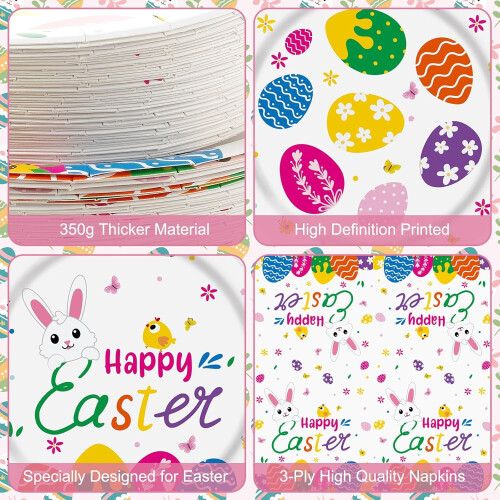Easter Disposable Dinnerware Set – 50 Plates, 50 Dessert 2