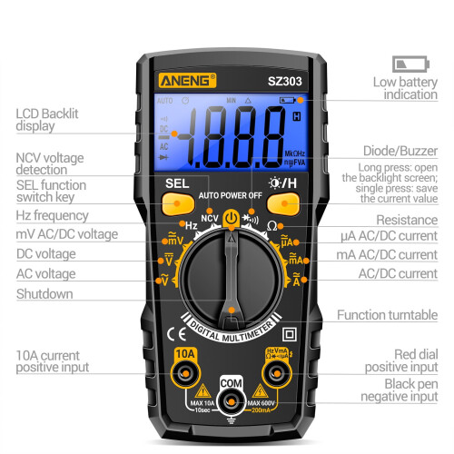 SZ303 Professional 1999-Count Digital Multimeter, Precision Resistance Tester 1