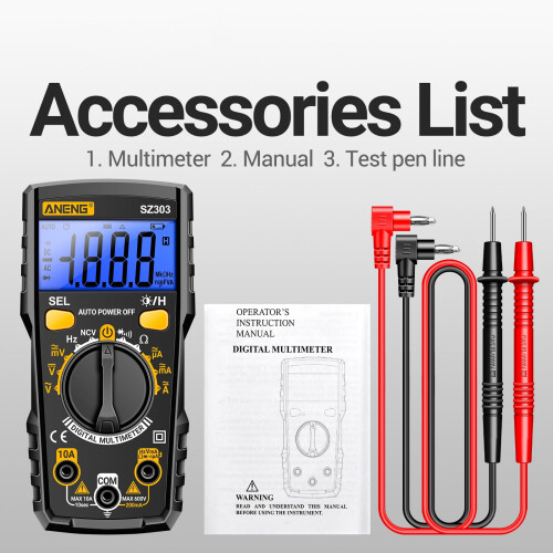 SZ303 Professional 1999-Count Digital Multimeter, Precision Resistance Tester 2