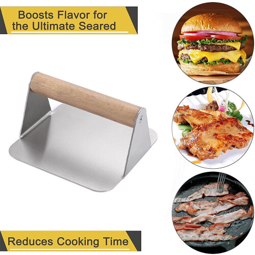 Stainless Steel Hamburger Patty Maker with Wood Handle 2