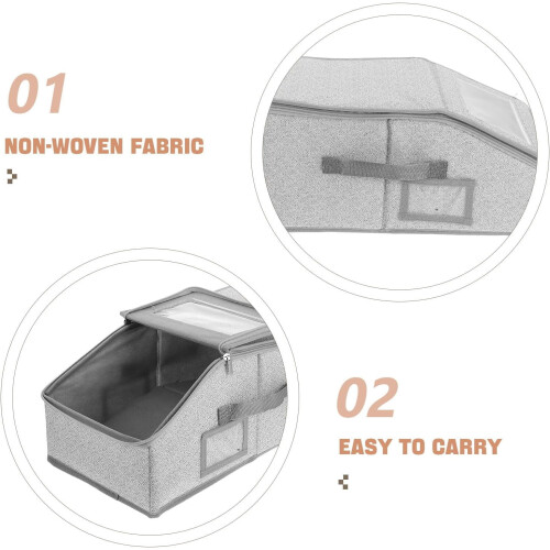 Foldable Hat Storage Box with Zip Cover, 43x22x18cm 2