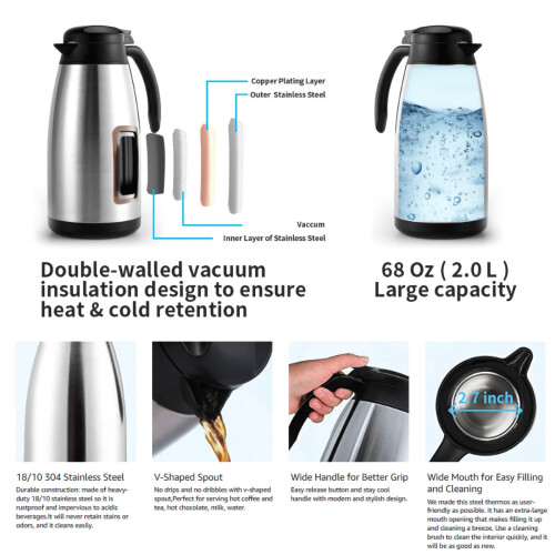 Carafe isotherme à double paroi 2 L 1