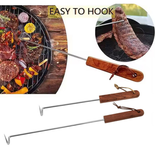 2x BBQ Τροφίμων Flipper, Γάντζος Flipper Κρέατος, Pigtail Τροφίμων Flipper, Ανοξείδωτο Νέο 1