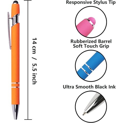 Kugelschreiber mit Stylus-Spitze, Soft-Touch-Metall, 12er-Pack 1