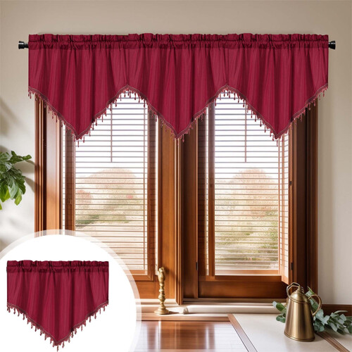 Stylish Solid Color Drape Curtains, Triangular Short Curtains for Rod – Household Classic Small Curtains 1