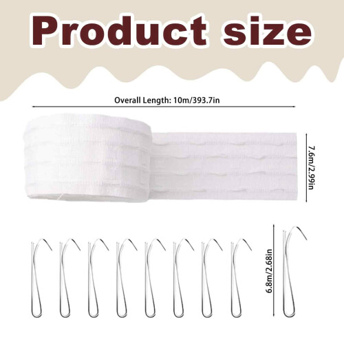 10M Curtain Tie-75Mm & 50 Hooks 2