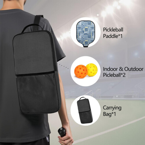 Σετ κουπιών Pickleball με κουπιά από fiberglass σε σχέδια λουλουδιών, 2 μπάλες και τσάντα – 1