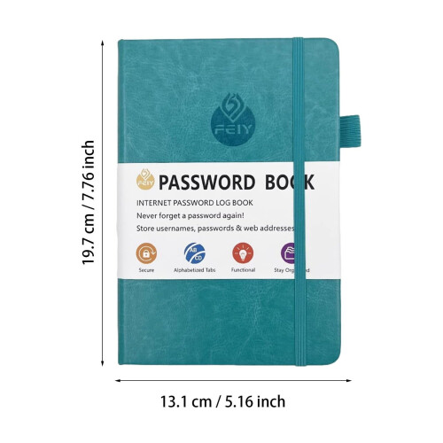 Password Book with Alphabetical Tabs, Lay-Flat Design, Pen Loop & Elastic Band – Compatible with Calaite 2