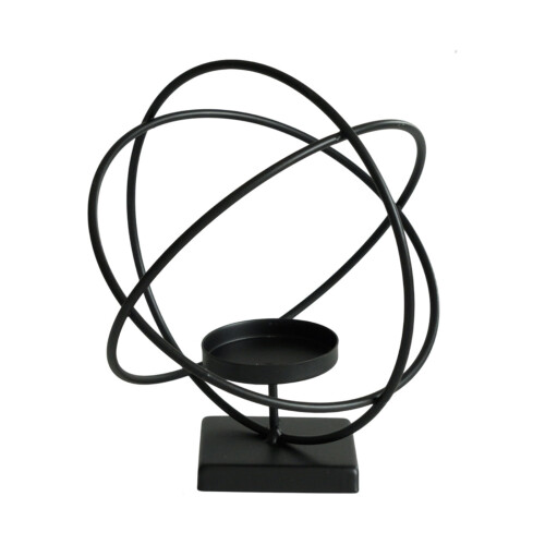 Iron Ball Ceramic Candlestick Holder – Black 1