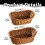 2PCS Oval Woven Bread Baskets, Stackable Plastic Wicker Fruit Baskets for Kitchen, Restaurant, Outdoor – Imitation Rattan Brown 3