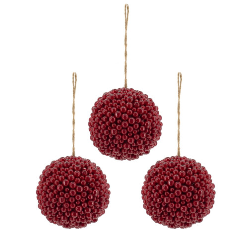 Rode bessenbalornament 6,5 x 6,5 inch, set van 3 2