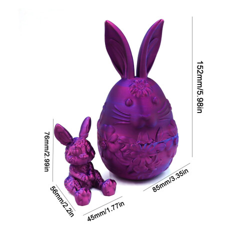 3D-geprint paashaasje – beweegbaar, paars, 15 cm 1