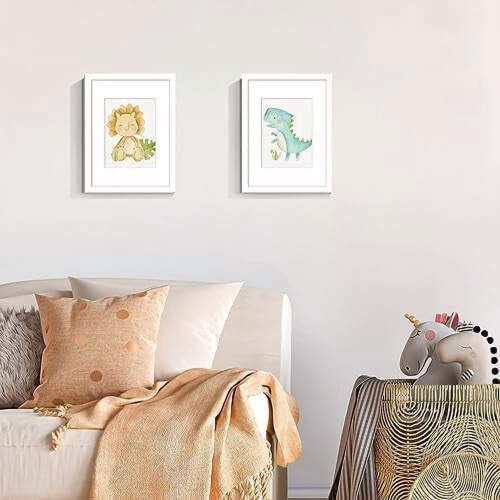 White Picture Frame Set 5 pcs 9x12 with 6x8 Mat 1