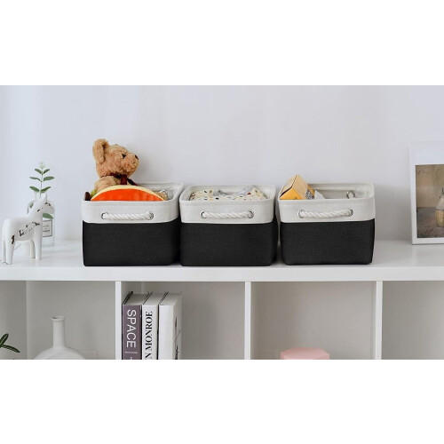 Fabric Storage Bin - Grey Cube Organizer 20L x 16W x 14H cm 2