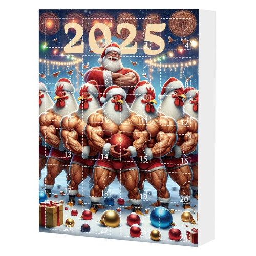 Ημερολόγιο Advent με Κοτόπουλο και Καπέλα Άγιου Βασίλη 24 Ημερών 1