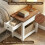Farmhouse End Table with Charging Station White Brown 3