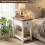Farmhouse End Table with Charging Station White Brown 4