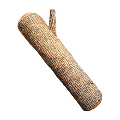 Cojín de peluche rectangular con forma de tronco de árbol realista (45 x 15 cm). 1