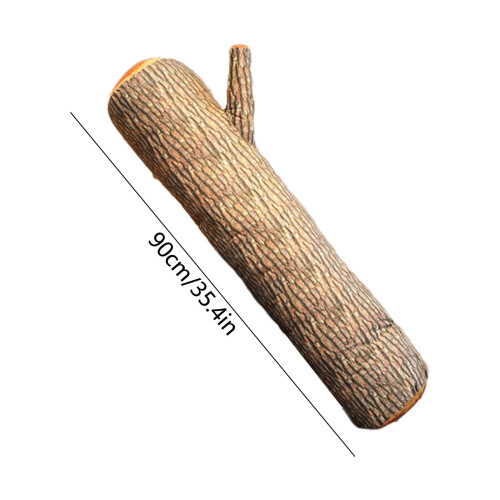 Cojín de peluche rectangular con forma de tronco de árbol realista (45 x 15 cm). 2