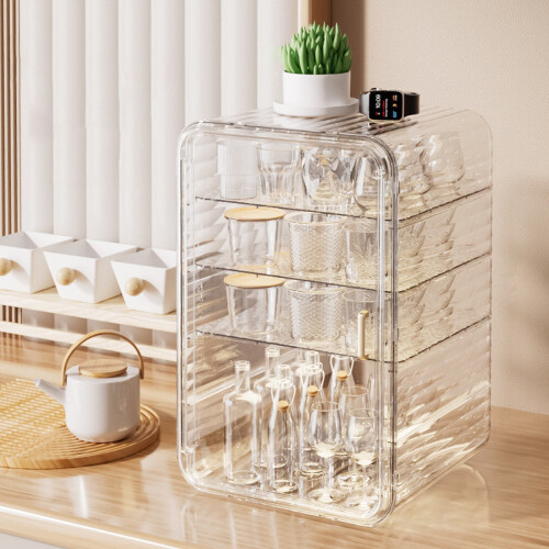 Dustproof Bottle Storage Rack - Stackable Clear Cup Organizer Box for Cabinet Desktop, Space-Saving Baby Bottle Drying Rack with Cover 1