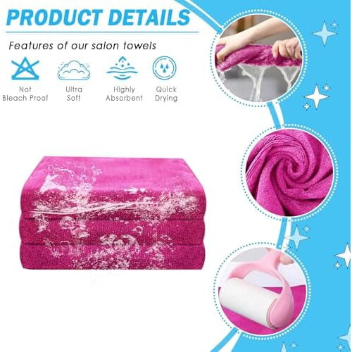 Pink Microfiber Salon Towels 27x16 in 24 Pack 2