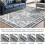 Vintage Boho Floral Χαλί Γκρι 5x7ft Πλενόμενο στο Πλυντήριο Χαμηλό 7